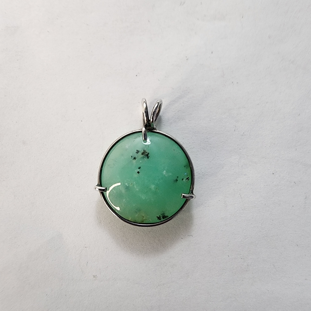 Handcrafted Chrysoprase and Sterling Silver Pendant